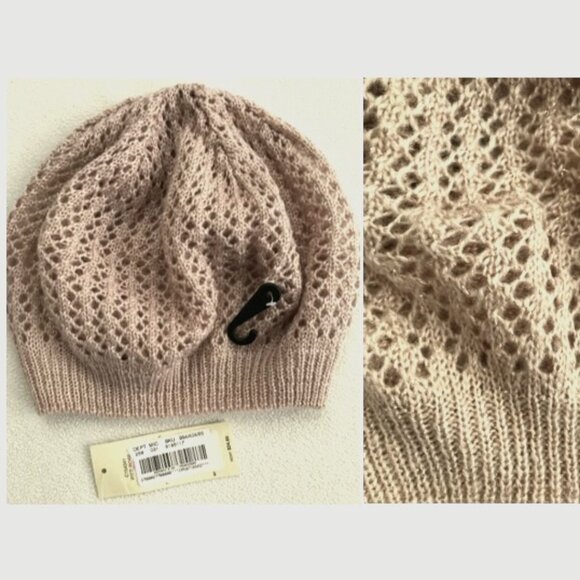Collection 18 Accessories - NWT Collection 18, Pitti Rose (Dusty Pink) Glitter Lace Knit Beret, Women, OS